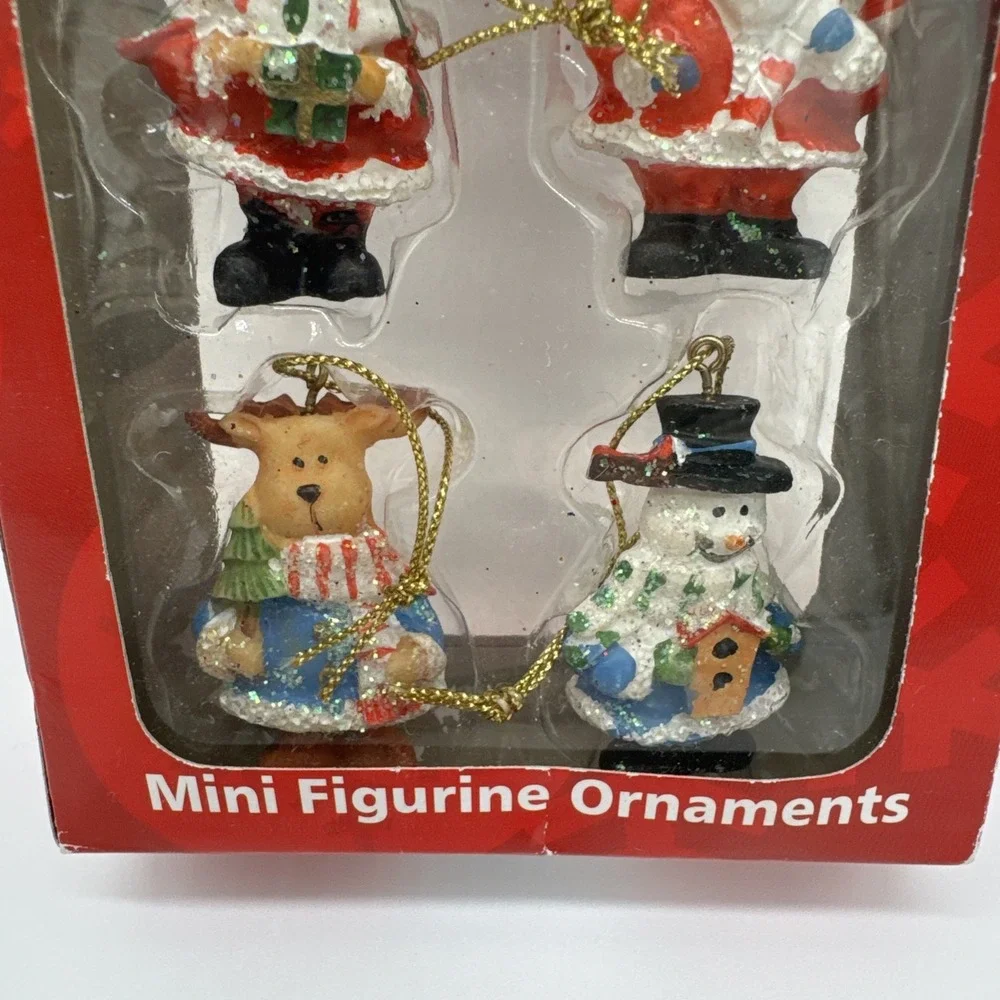 Vintage set of 6 mini Christmas figurine ornaments New Old Stock